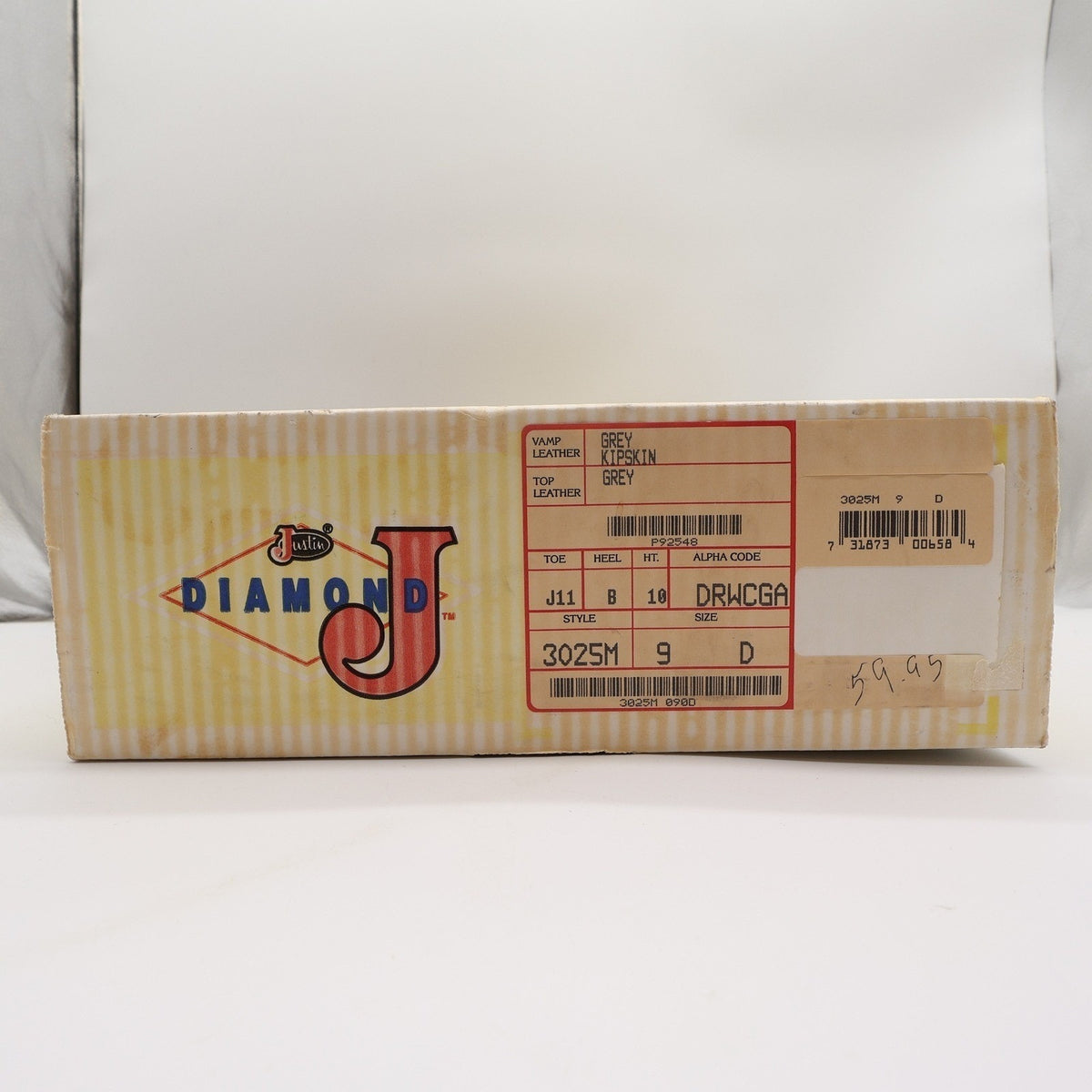 Justin Diamond J Boots Mens 9 D Vintage Grey Kipskin Leather Western 3025M NEW