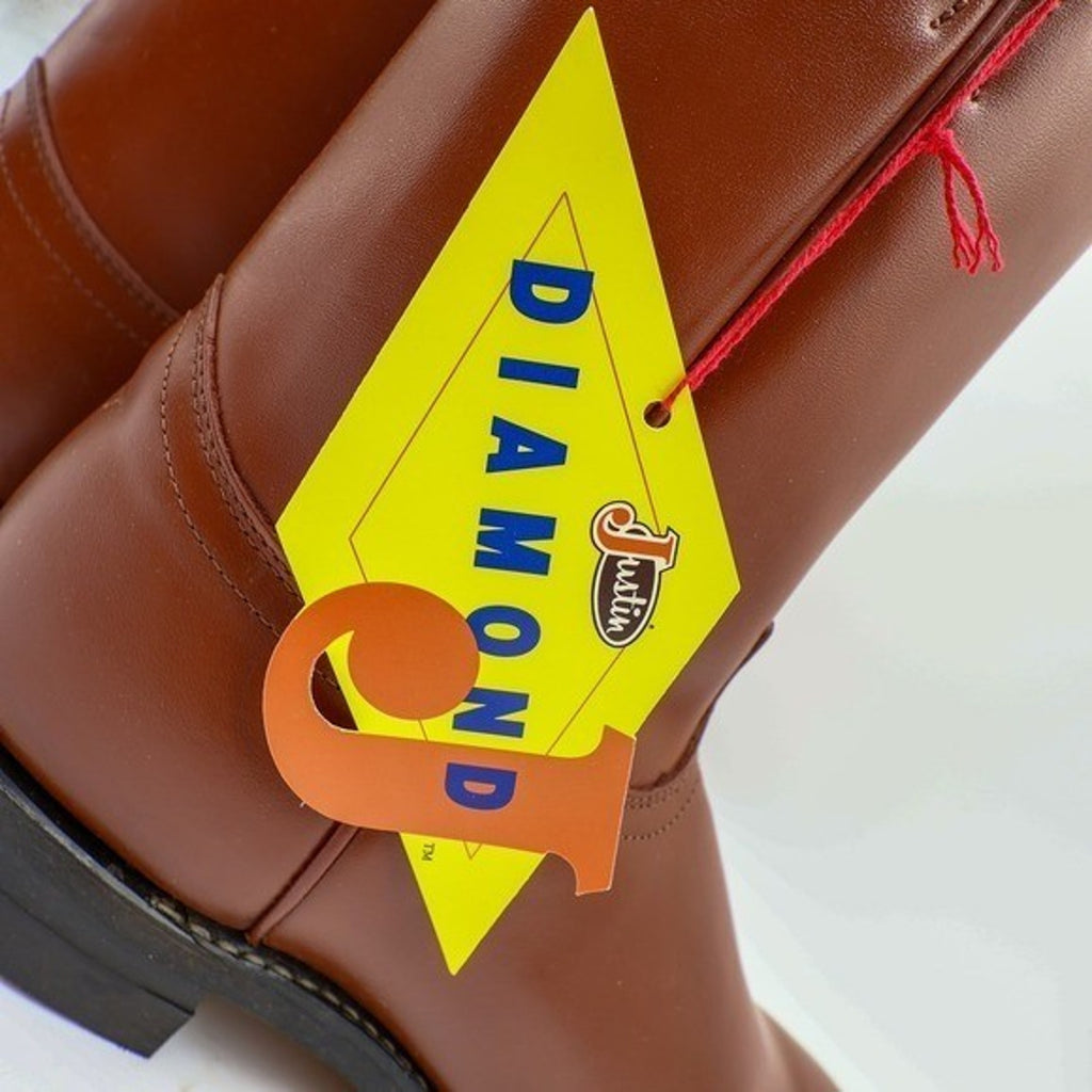 Vintage Justin Diamond J 3802M Tan Brown Leather Roper Boots Men's 11E NWT Deadstock