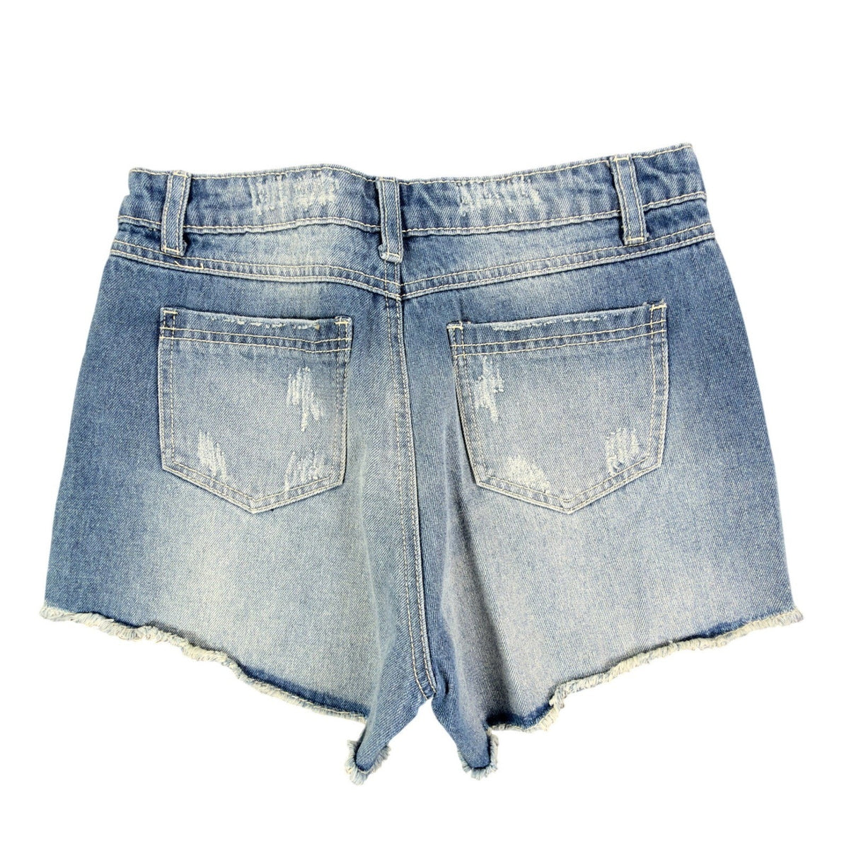 Blu Pepper Modern Floral Embroidered Denim Shorts Womens S Blue NWT