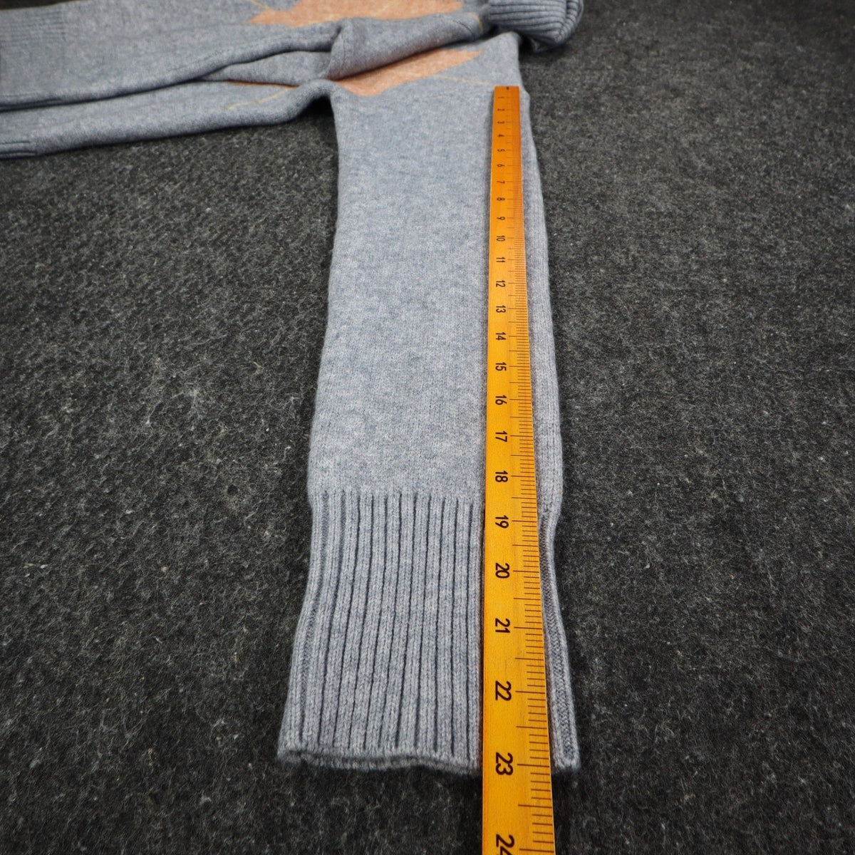 Hem & Thread Argyle Turtleneck Sweater Womens Medium Grey Peach Knit 30984 NEW