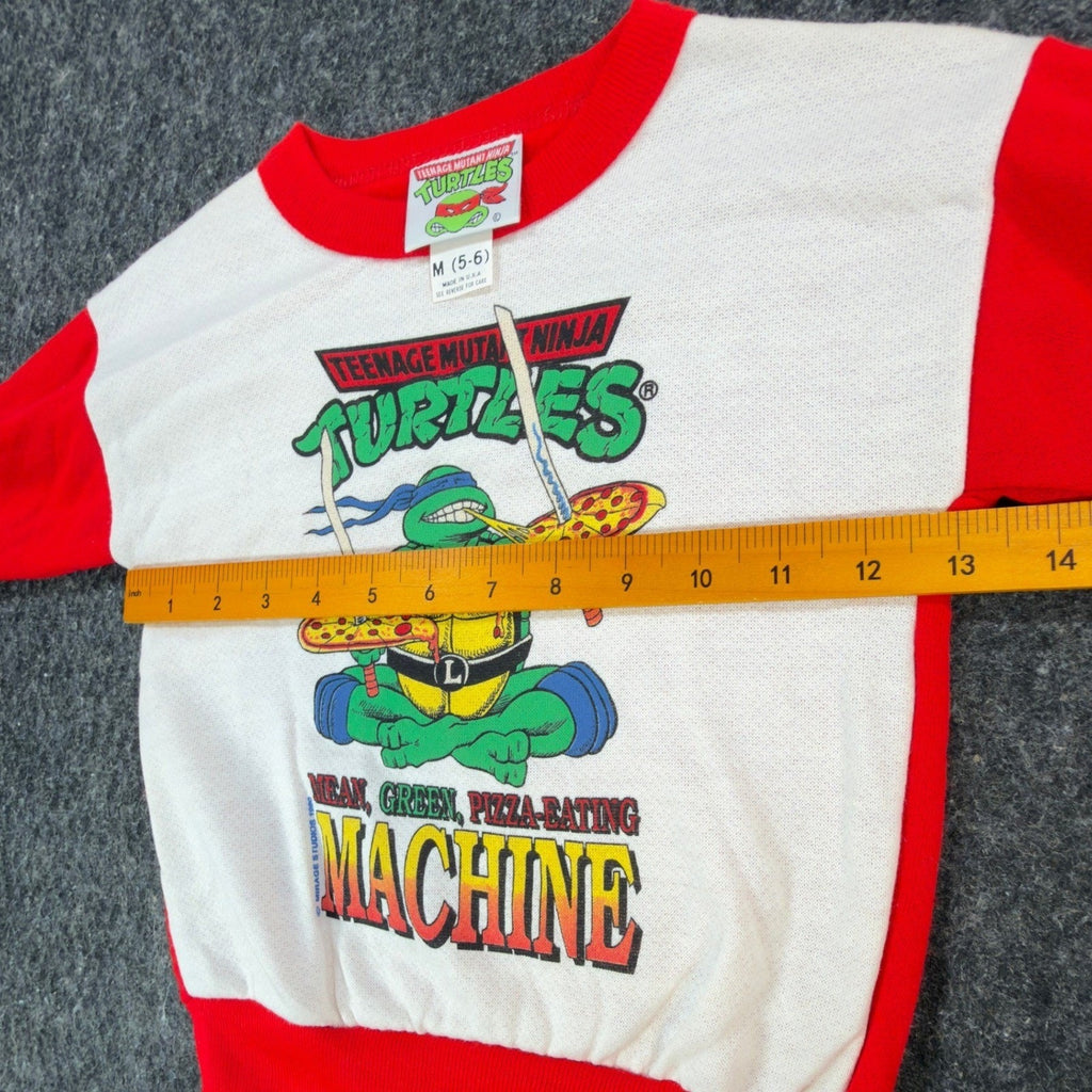 Vintage TMNT Sweatshirt Kids Medium 5-6 Red Raglan USA 1989