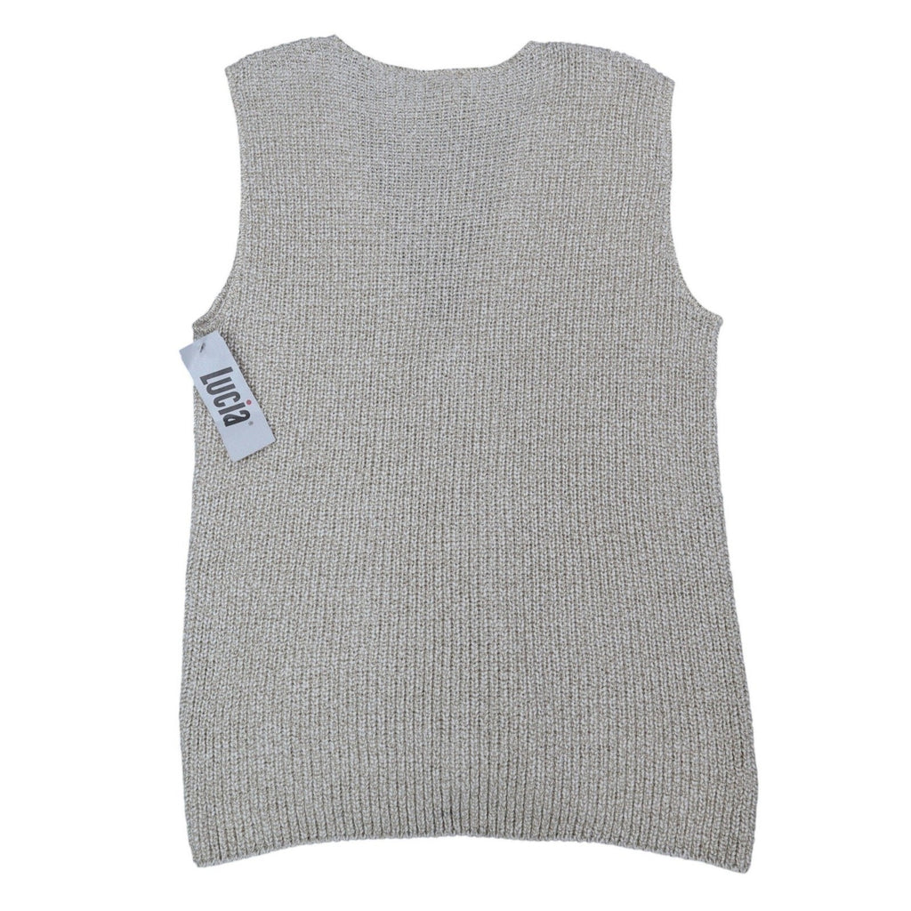 Lucia Sweater Vest Womens Large Vintage 90s Cream Cotton Knit Button Front USA