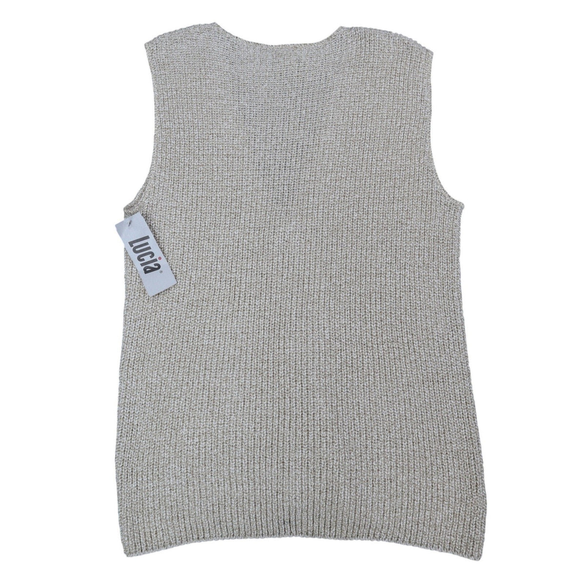 Lucia Sweater Vest Womens Large Vintage 90s Cream Cotton Knit Button Front USA