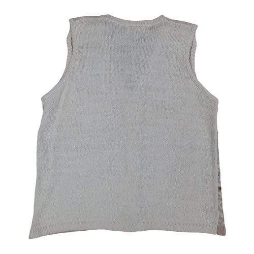 Beldoch Popper Sweater Vest Womens Small Vintage 90s Natural Multi Cotton Ramie