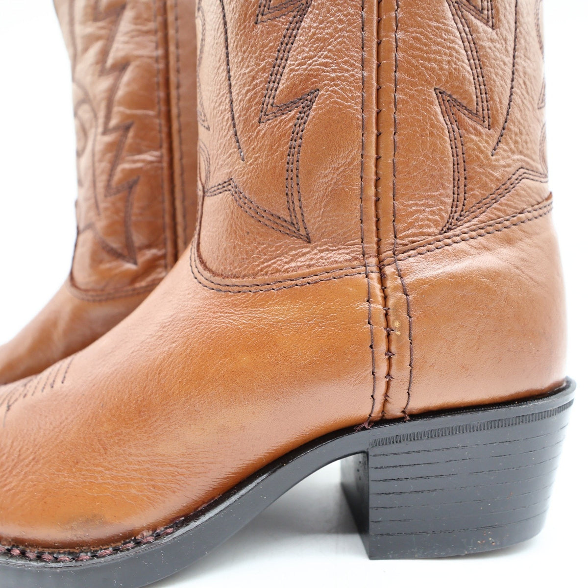 Vintage Laredo 28-2215 Brown Leather J Toe Western Boots Kids 2.5 NWT Deadstock