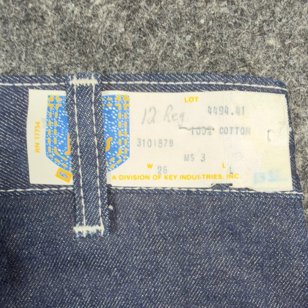 Key Vintage 70s Jeans Youth 12 Reg Blue Dark Wash Flare NWT NOS