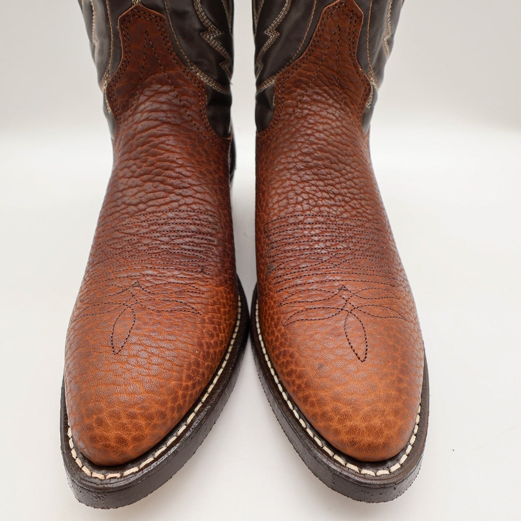 Vintage Wrangler Boots Mens 11.5 D Brown Bullhide Leather Cowboy Western USA NWB