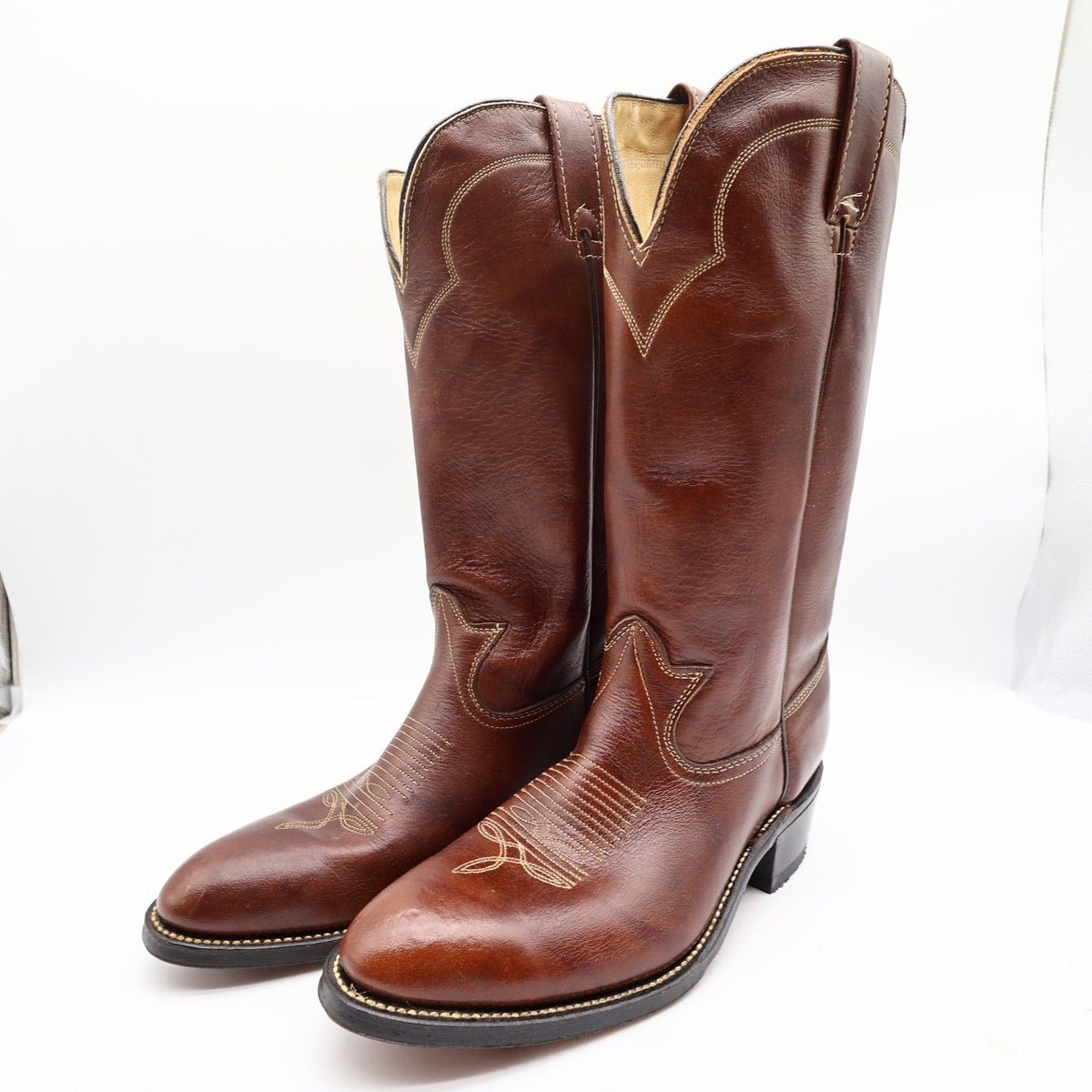 Laredo Vintage 90s Western Boots Mens 9 D Chocolate Brown Leather 2723 NIB - take2supply
