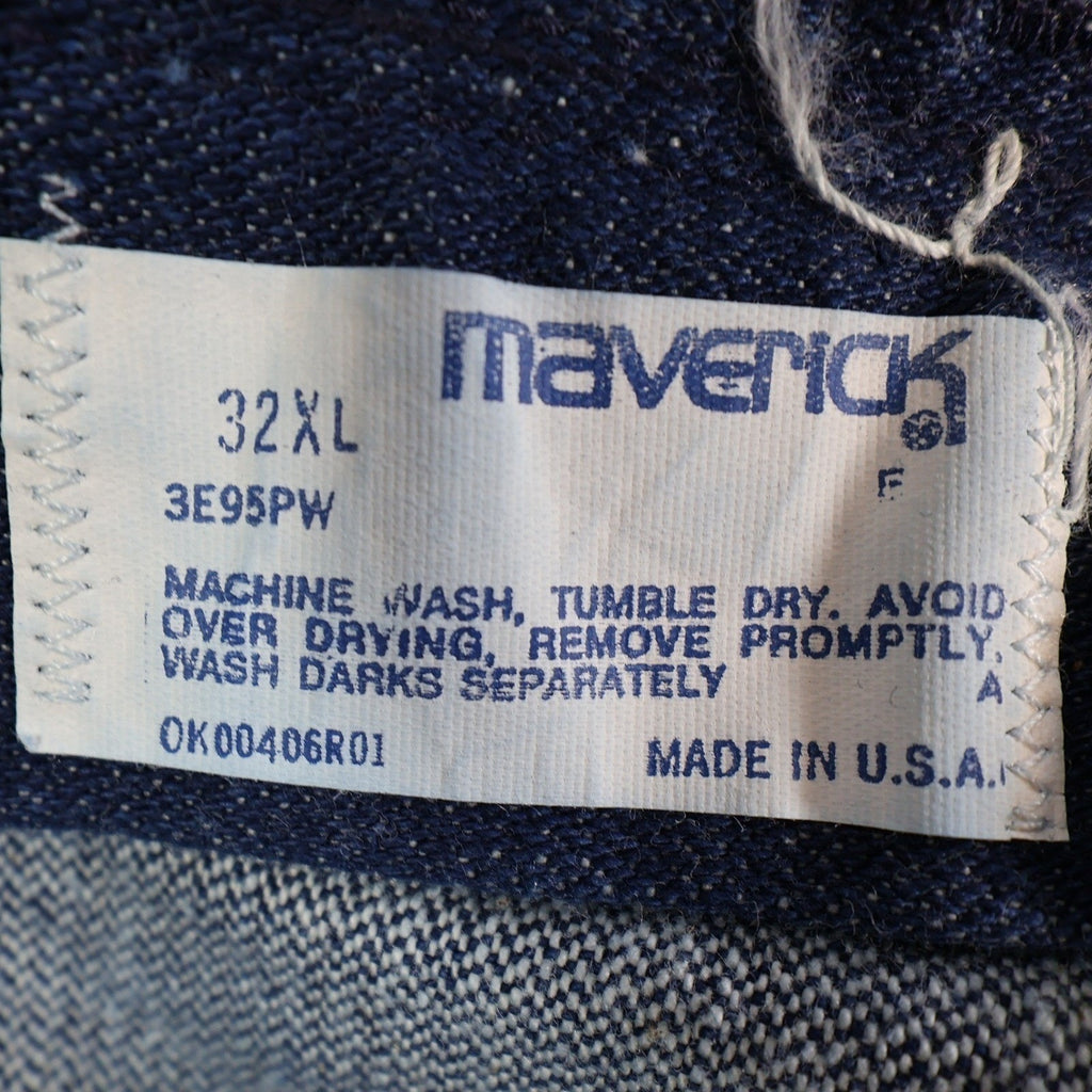 Maverick Vintage 70s Flare Jeans Mens 32XL Blue Cotton USA Made NOS NWT
