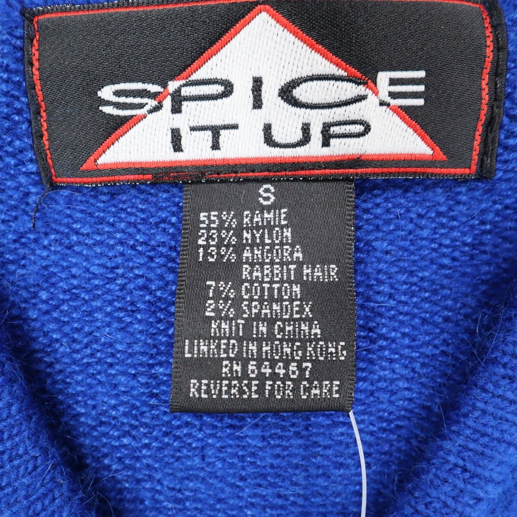 Spice It Up Sweater Womens Small Y2K Royal Blue Angora Blend Notched Neck