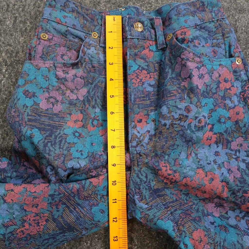 Lee Vintage 90s Floral Jeans Girls 14 Slim Blue USA Made NOS NWT 24.5 Waist - take2supply