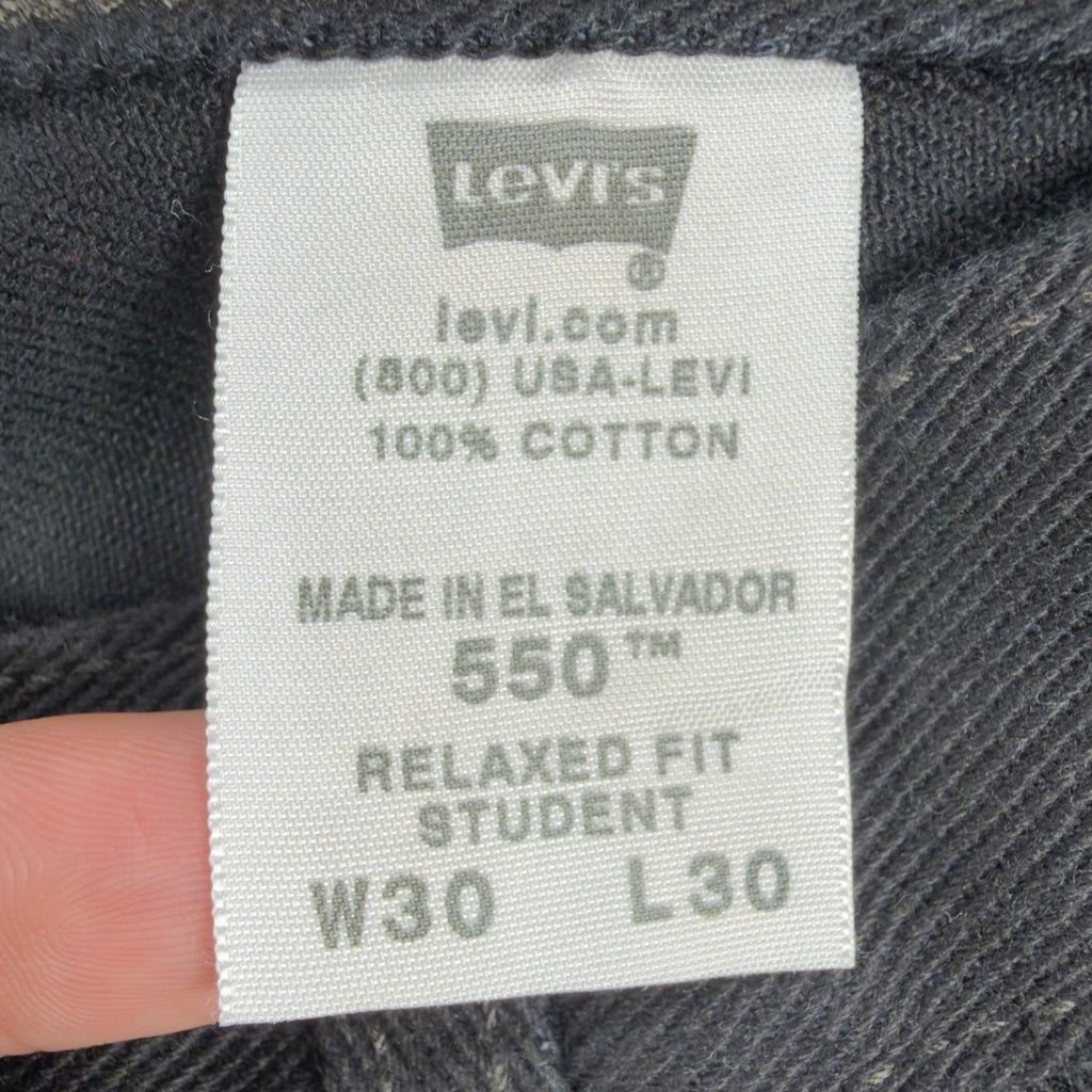Levi's Y2K 550 Relaxed Fit Jeans Boys 30x30 Black Cotton Denim NWT