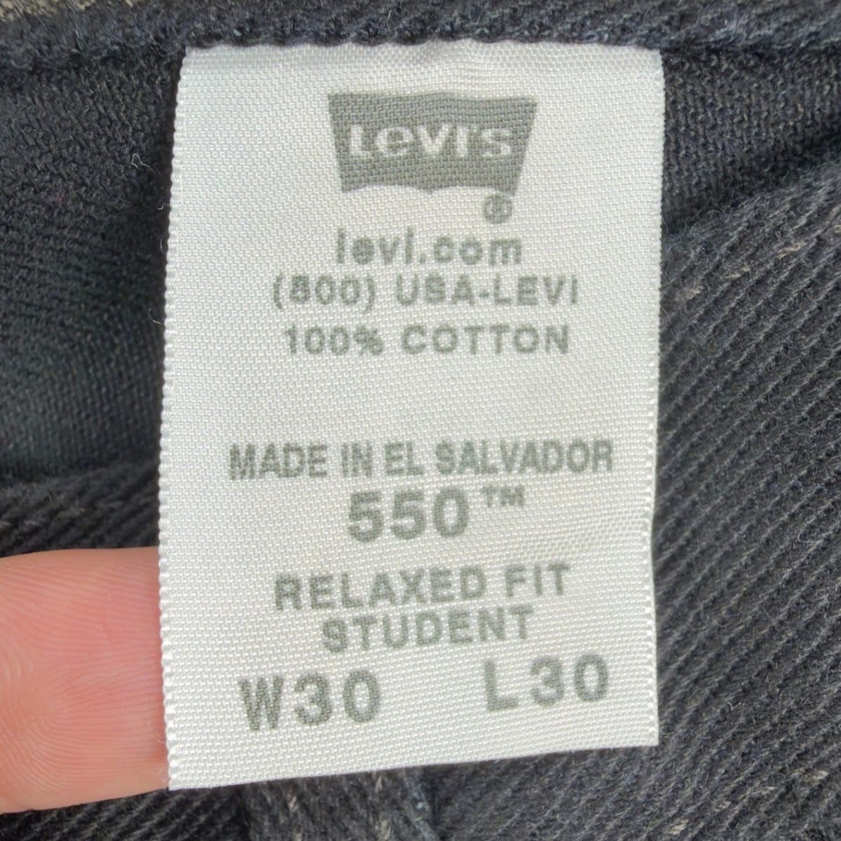 Levi's Y2K 550 Relaxed Fit Jeans Boys 30x30 Black Cotton Denim NWT
