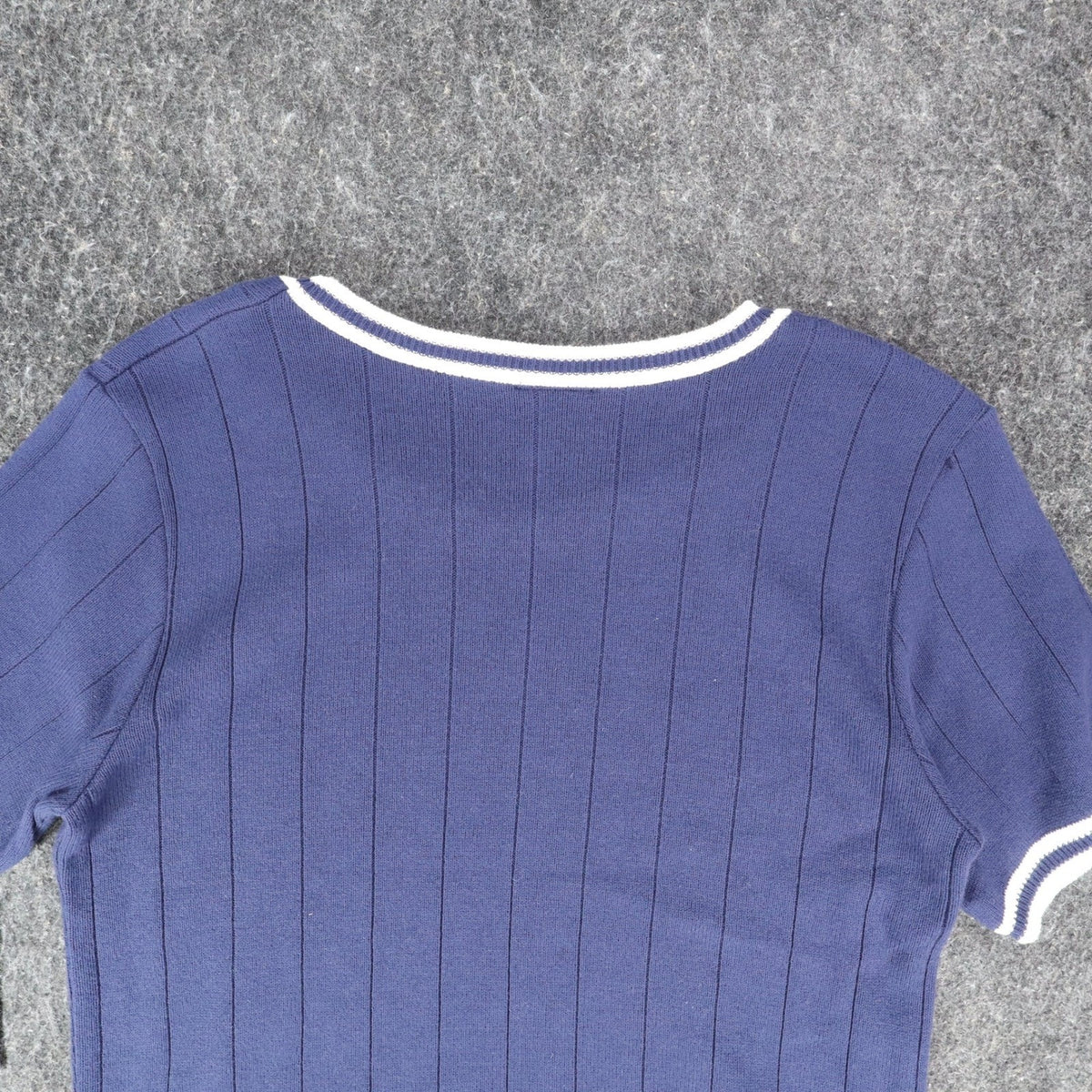 Southern Lady Short Sleeve Sweater Womens M Vintage Navy Blue Ribbed Knit NWT