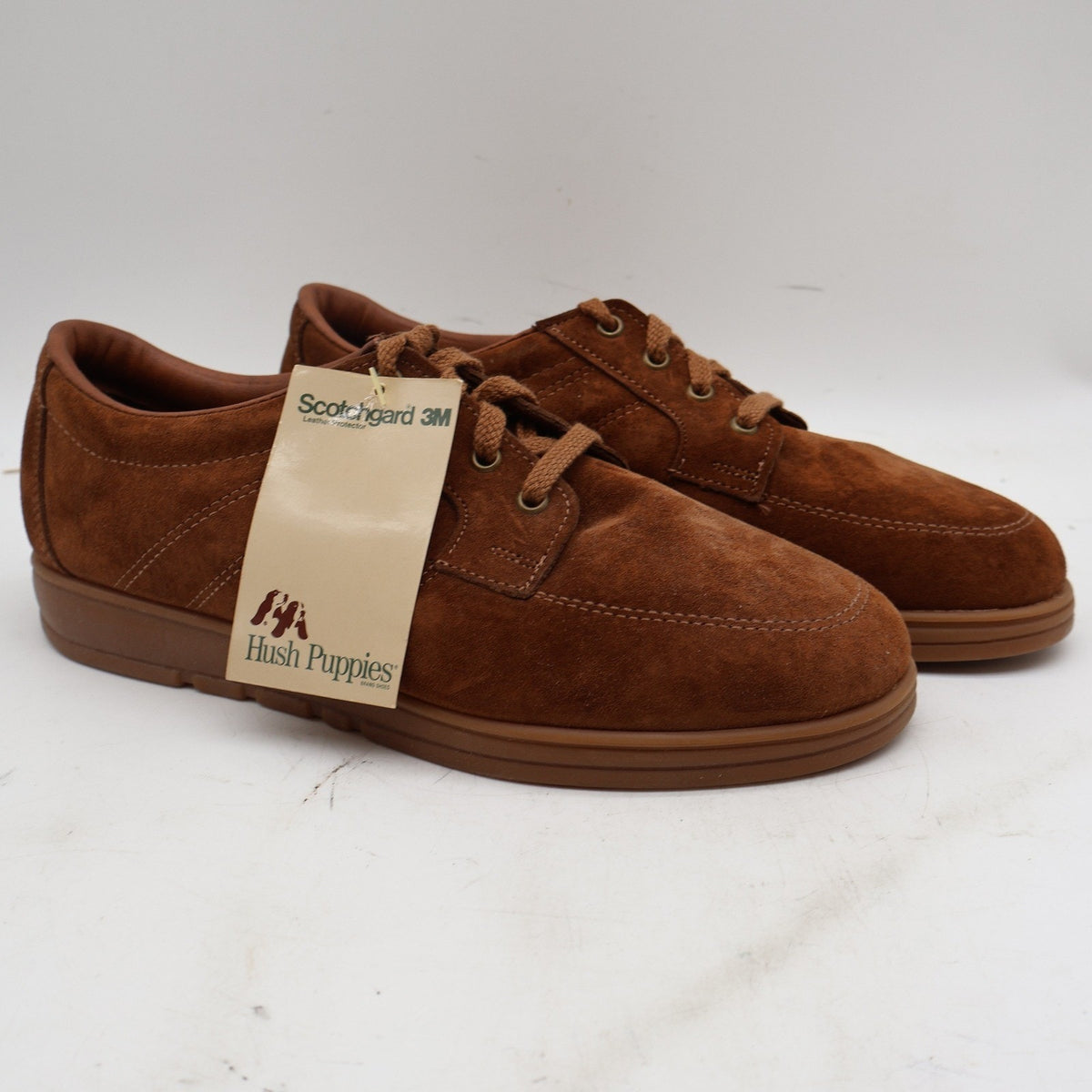 Vintage 90s Hush Puppies Cosmo Chestnut Suede Oxfords Men's 8M USA Deadstock