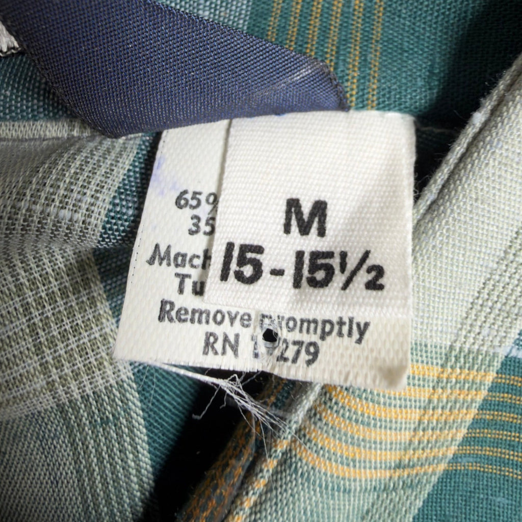 Cambridge Vintage 70s Plaid Button Up Shirt Mens M Green Tall Man NWT USA