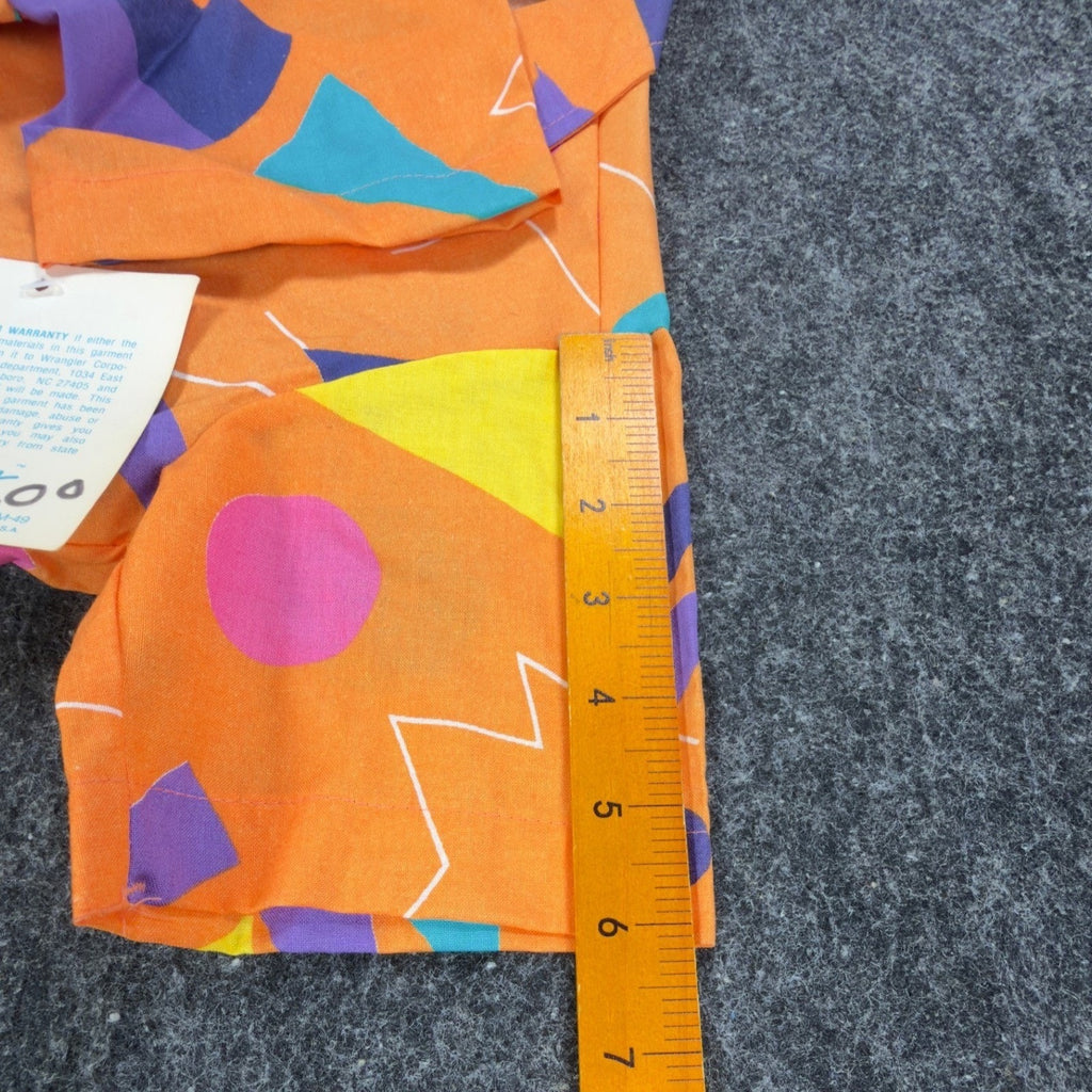 Wrangler Vintage 80s Geometric Shirt Mens S Orange Cotton NWT Deadstock USA - take2supply
