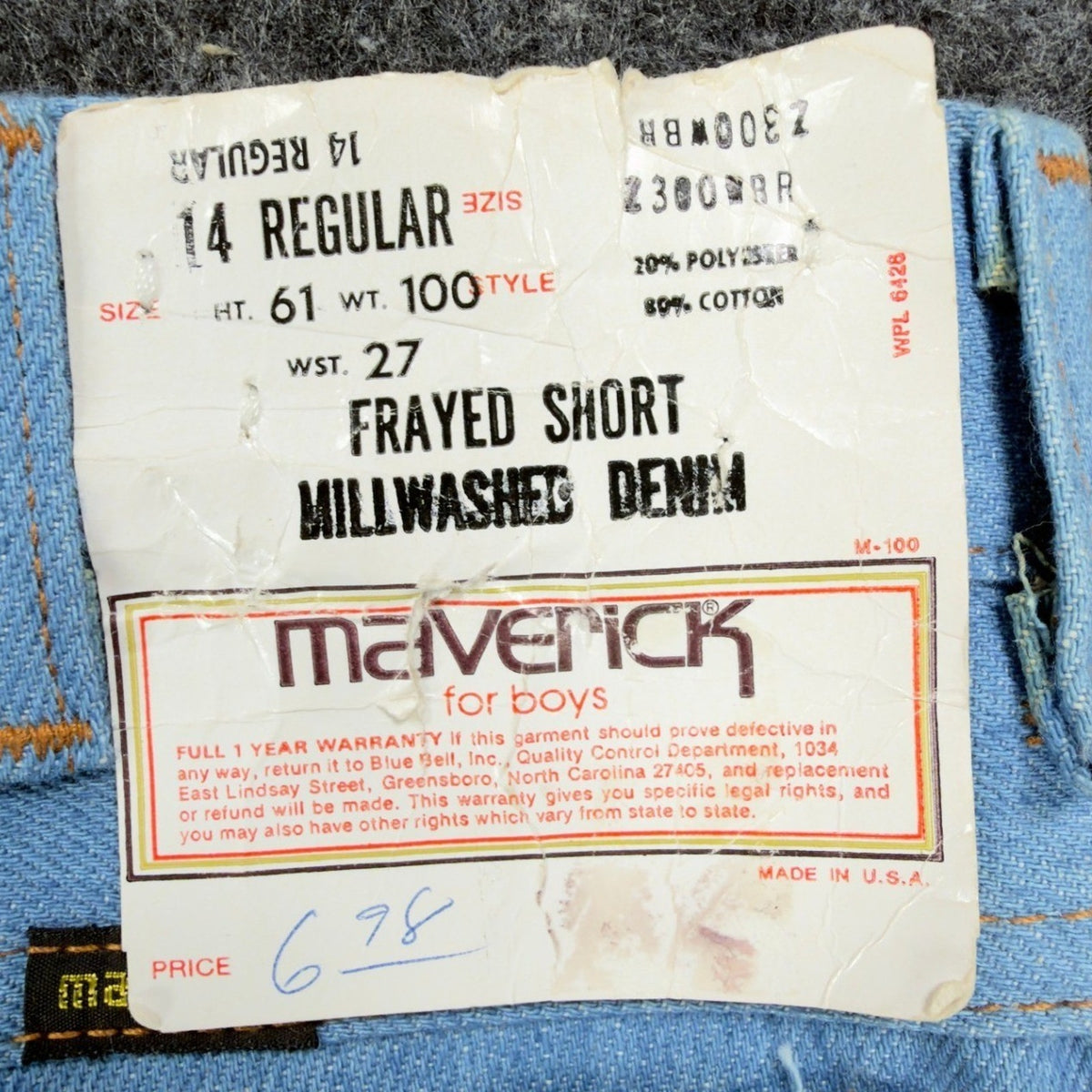 Maverick Vintage 70s Frayed Denim Shorts Boys 14 Regular Light Blue NWT USA - take2supply