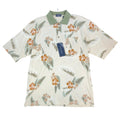 Winner Mate Polo Shirt Mens M Y2K Beige Cotton Rayon Tropical Floral Hibiscus
