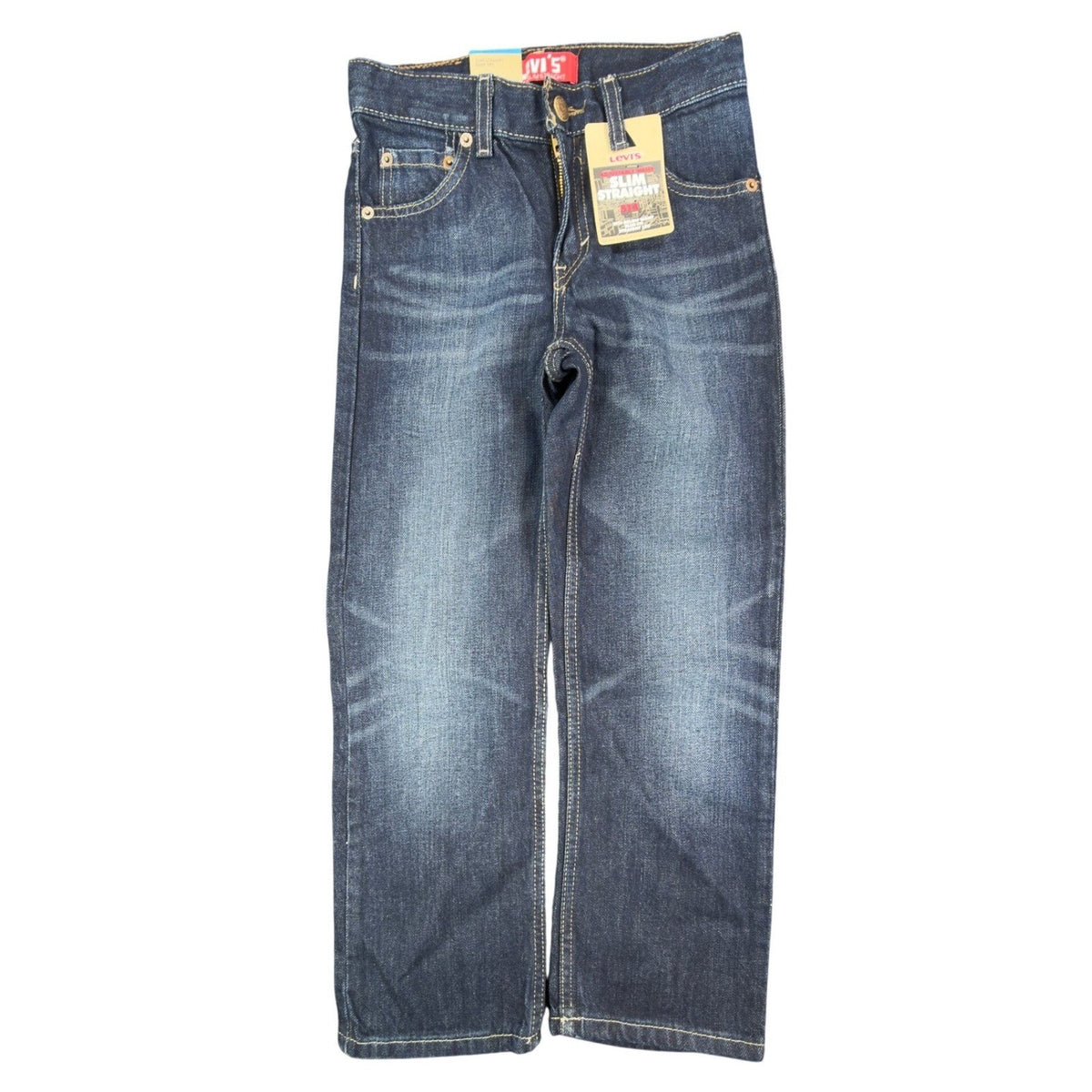 Levi's Modern 514 Slim Straight Jeans Boys 7X Regular Dark Sky Blue Denim NWT