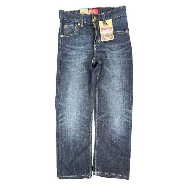 Levi's Modern 514 Slim Straight Jeans Boys 7X Regular Dark Sky Blue Denim NWT