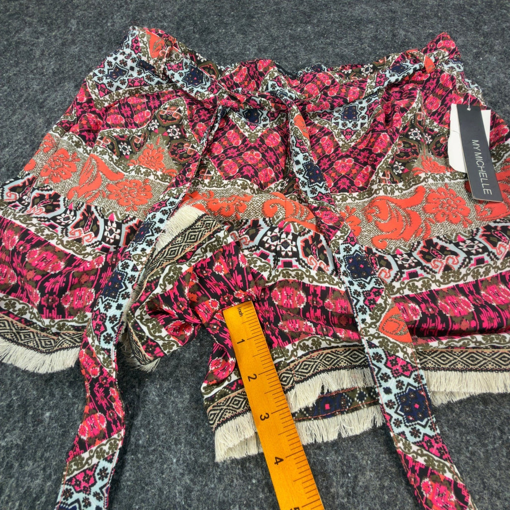 My Michelle Modern Indies Rock Paisley Shorts Juniors L Pink Orange NWT