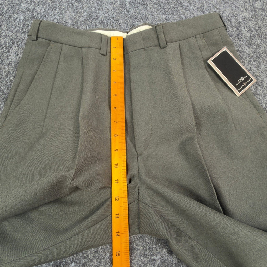 Glen Oaks Vintage 90s Dress Pants Mens 32x32 Olive Pleated Wool Blend NWT