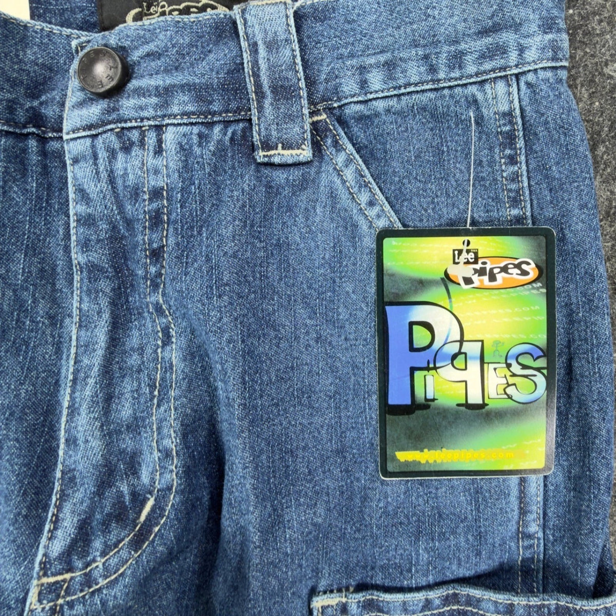 Lee Pipes 90s Cargo Denim Shorts Boys 8R Blue Cotton NWT Vintage Deadstock