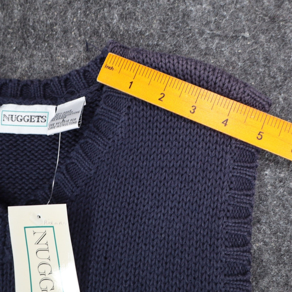 Nuggets Sweater Vest Mens Large Vintage 90s Navy Blue Striped Ramie Cotton NWT