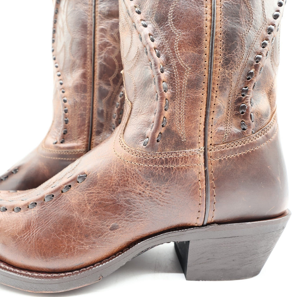 Laredo 68434 Rust Leather Bucklace Snip Toe Western Boots Men's 9D NWT