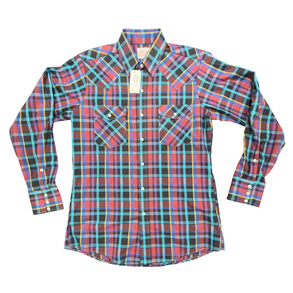 Saddle King Vintage Pearl Snap Shirt Mens 15.5 35 Multicolor Plaid NWT USA Made - take2supply