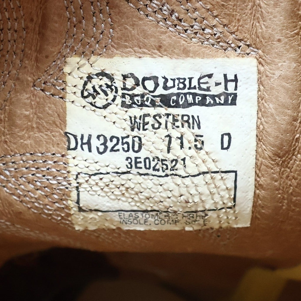 Double-H DH3250 Work Western Boots Mens 11.5 D Tan Leather NWT