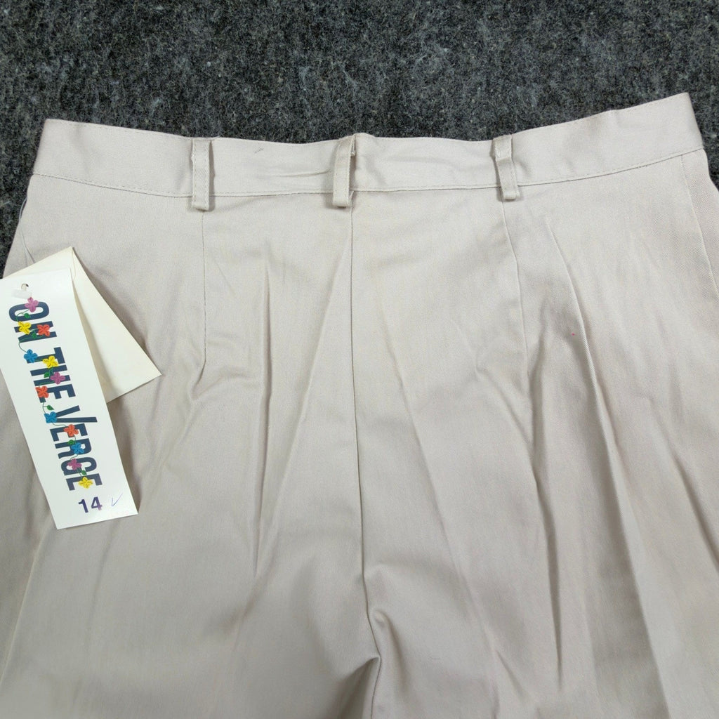 On The Verge Vintage Pleated Shorts Womens 14 Beige Cotton Blend NWT USA Made - take2supply