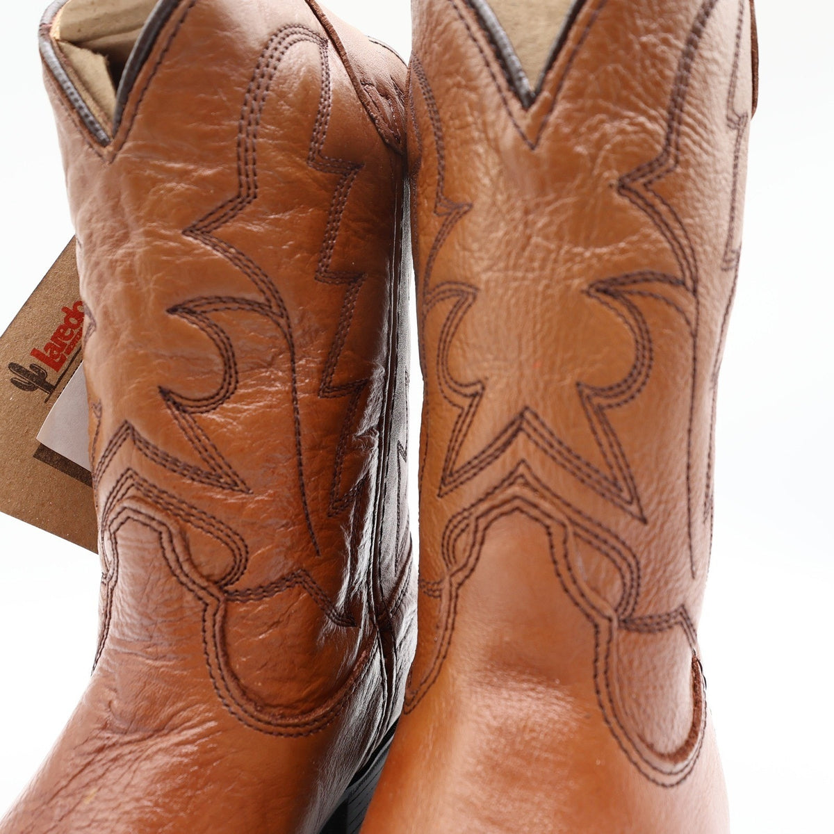 Vintage Laredo 28-2215 Brown Leather J Toe Western Boots Kids 2.5 NWT Deadstock
