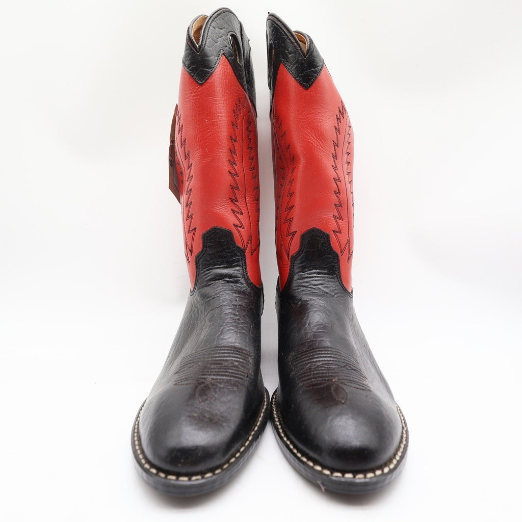 Laredo 28-2220 Black Bullhide Red Leather Cowboy Boots Kids 5.5D NWT