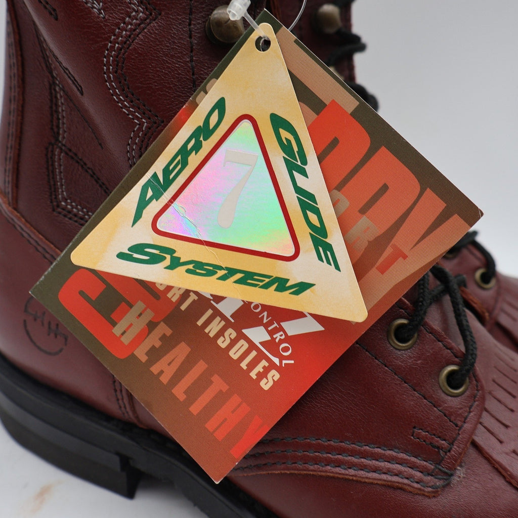 Double-H Boots Packer Boots 7 M Vintage Burgundy Leather Aero-Glide 7 USA 9313 - take2supply