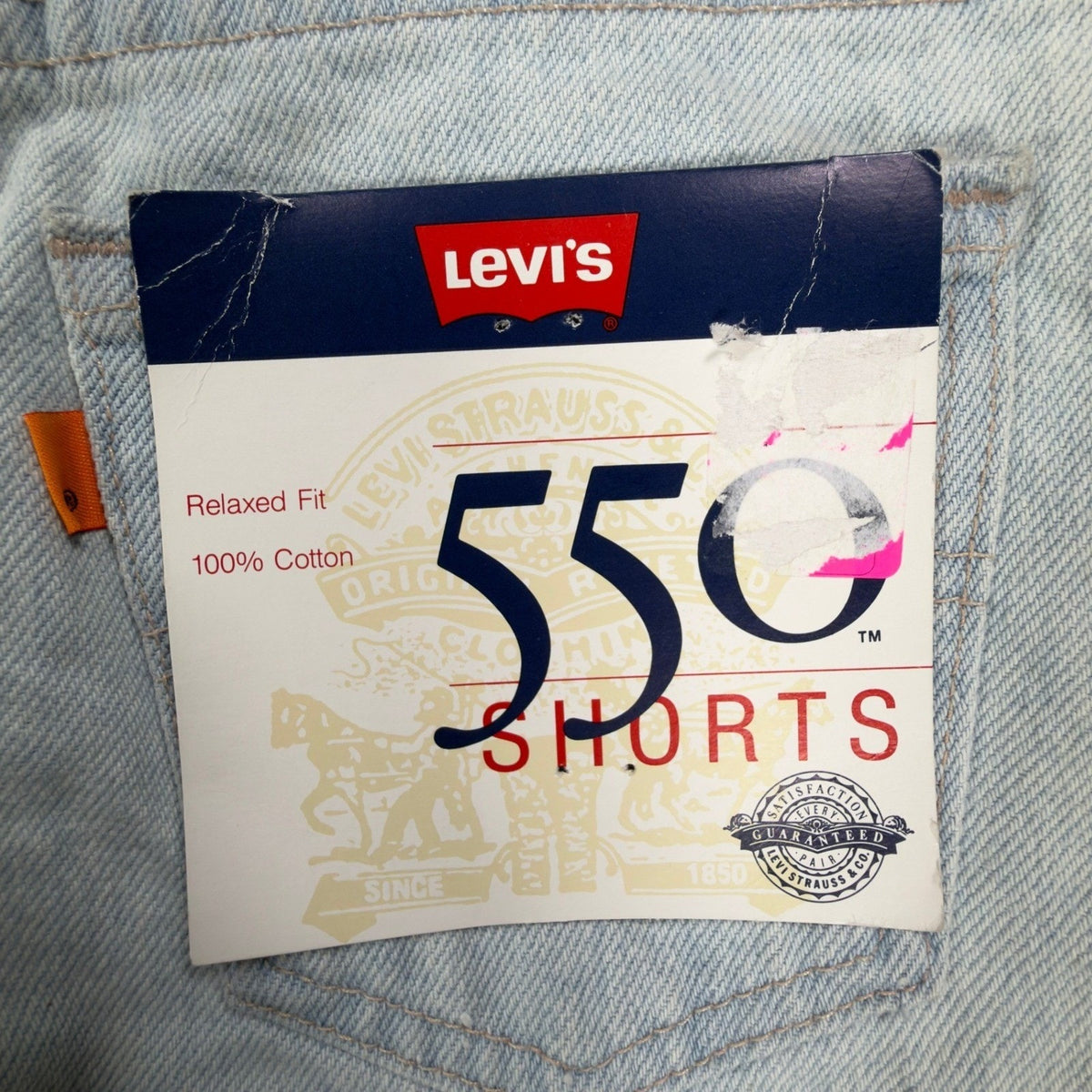 Levi's Vintage 90s 550 Shorts Boys 8 Light Wash Denim Orange Tab Made in USA NWT - take2supply