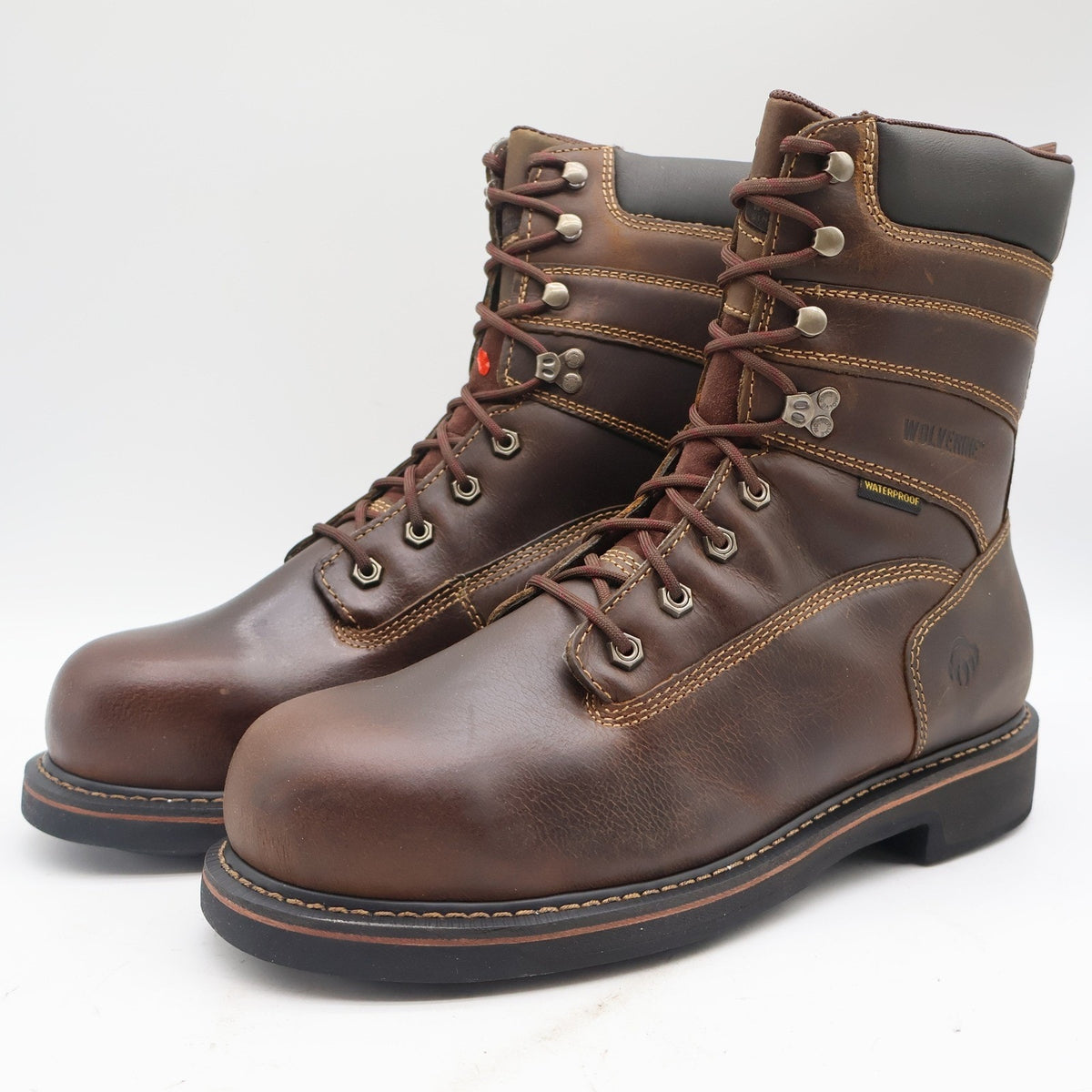 Wolverine Brek 8" Work Boots Mens 12 Brown Leather Steel Toe Waterproof W10082 - take2supply