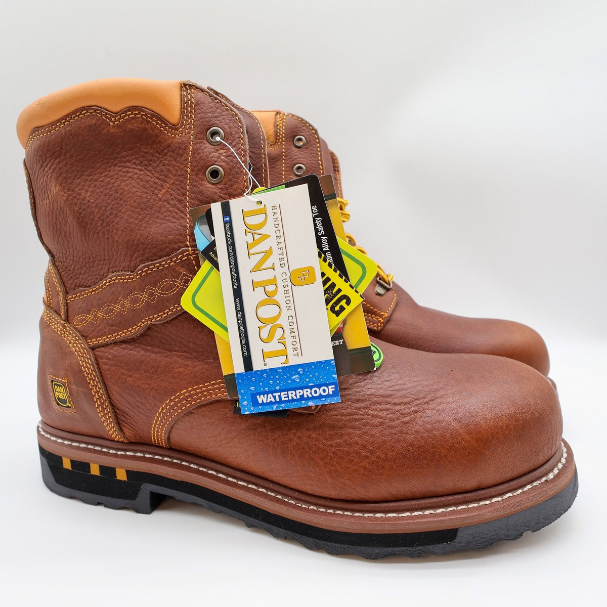 Dan Post Mens 13 D Brown Leather Waterproof Work Boots Alloy Toe DP68484 NWB
