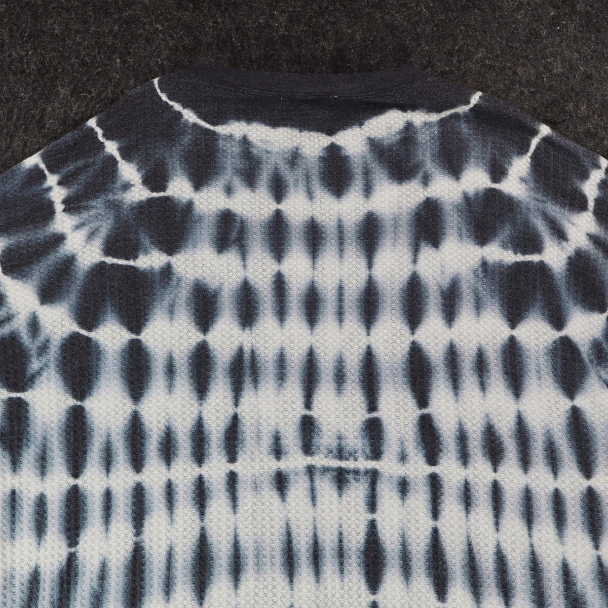 She + Sky Waffle Knit Top Womens Large Blue White Tie Dye Thermal Long Sleeve