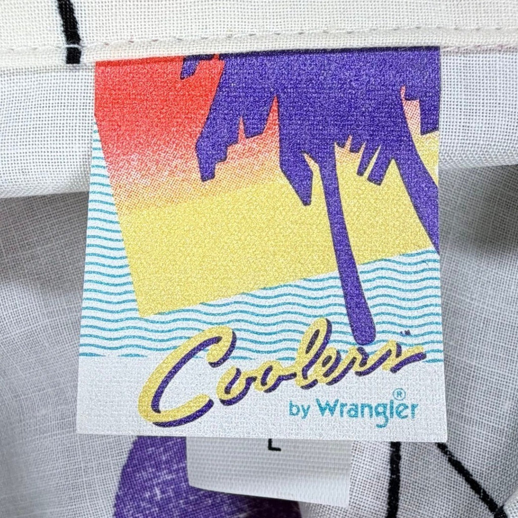 Wrangler Vintage 90s Geometric Shirt Boys Large White Cotton NWT - take2supply