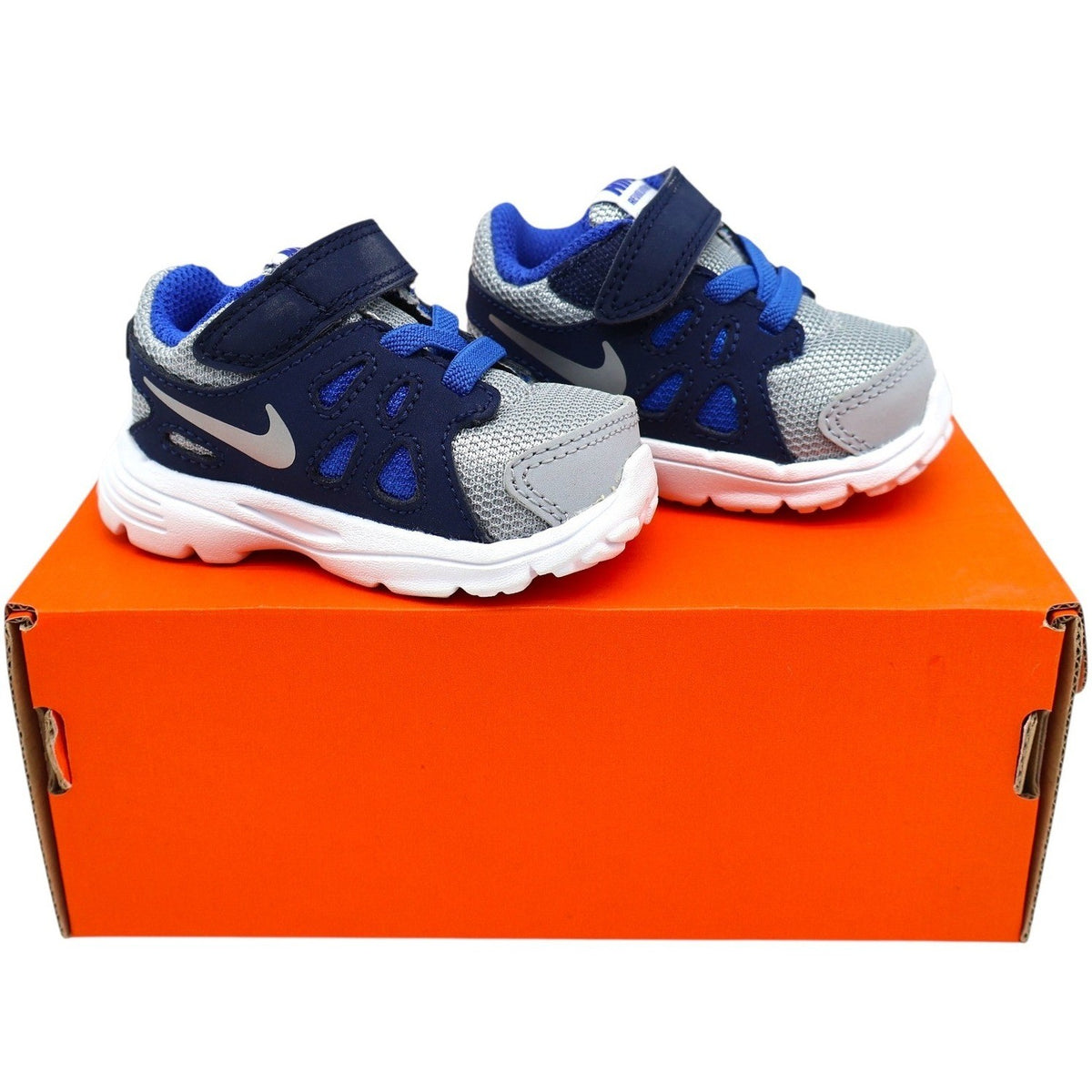 Nike Revolution 2 TDV Toddler 2C Wolf Grey Lyon Blue Mesh Running Shoes 2014 555084-018