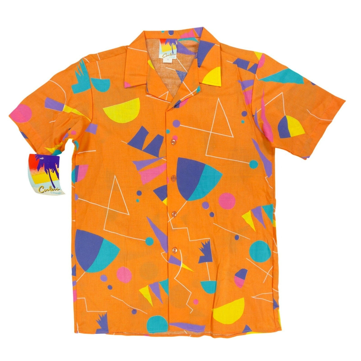 Wrangler Coolers Vintage 80s Geometric Shirt Boys Large Orange Cotton NWT - take2supply