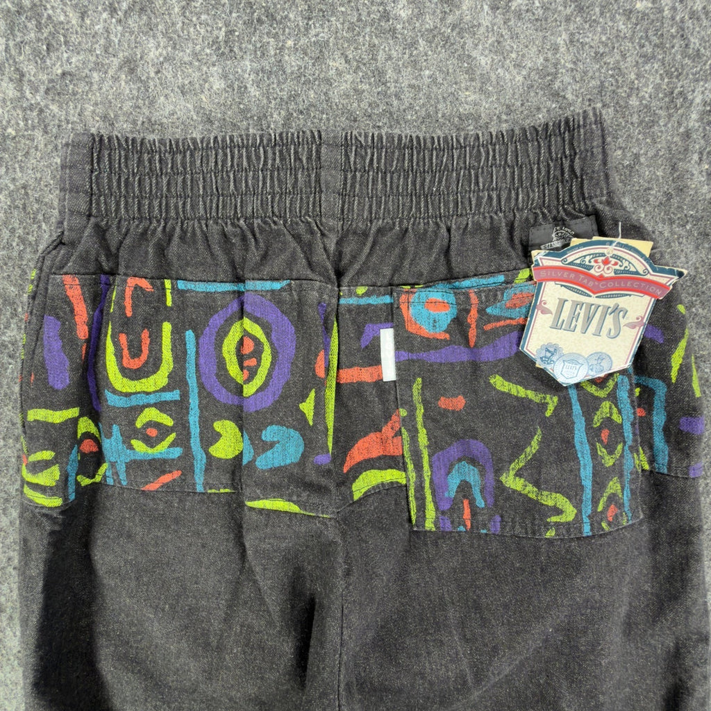 Levis Vintage 90s SilverTab Shorts Mens Small Black Abstract Print NWT Deadstock - take2supply