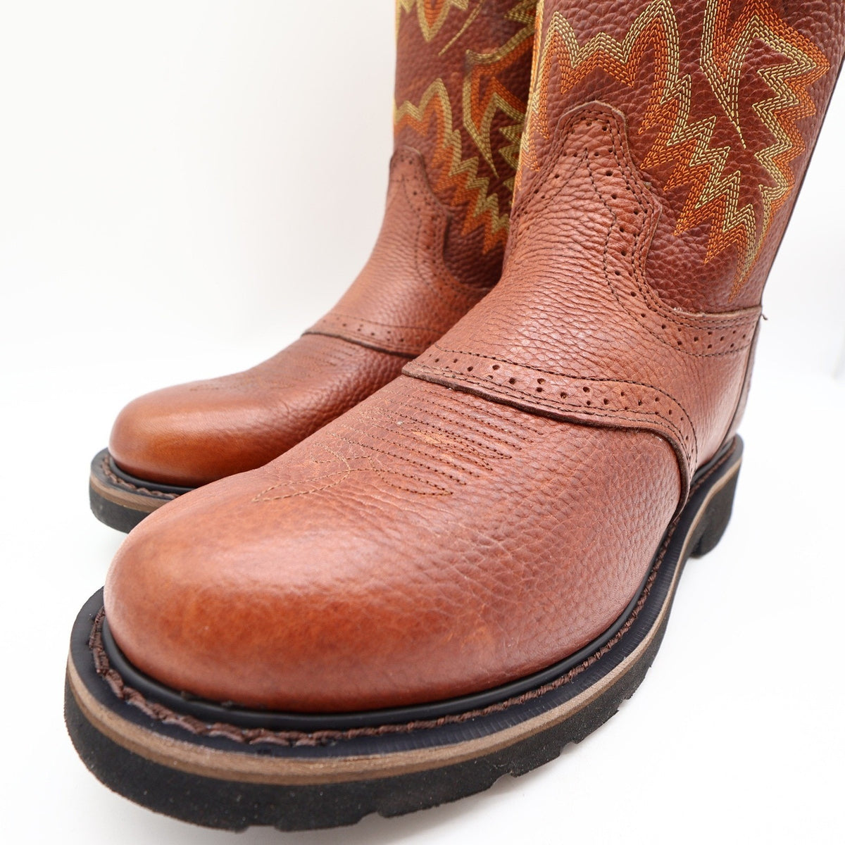 Justin Modern Stampede Work Boots Mens 8.5 D Tan Leather Western NWT Box WK4655