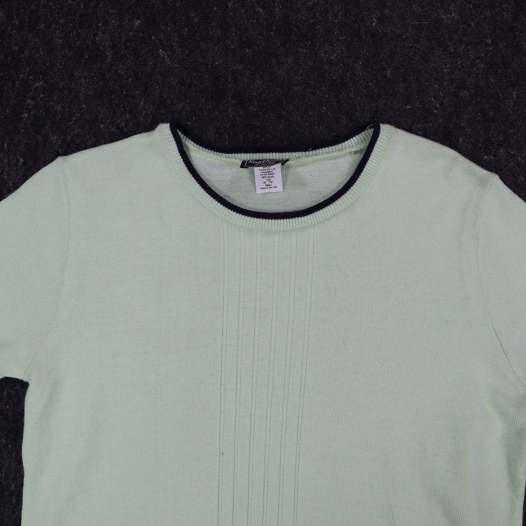 Southern Lady Short Sleeve Sweater Womens Small Vintage Bonsai Green Knit USA
