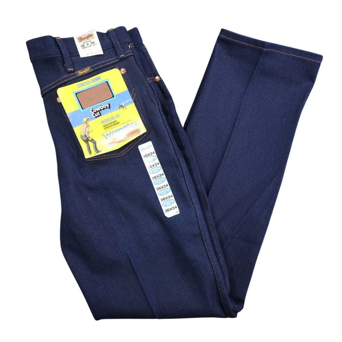 Wrangler Vintage 80s Cowboy Cut Jeans Mens 36x34 Stretch USA Made NOS NWT - take2supply