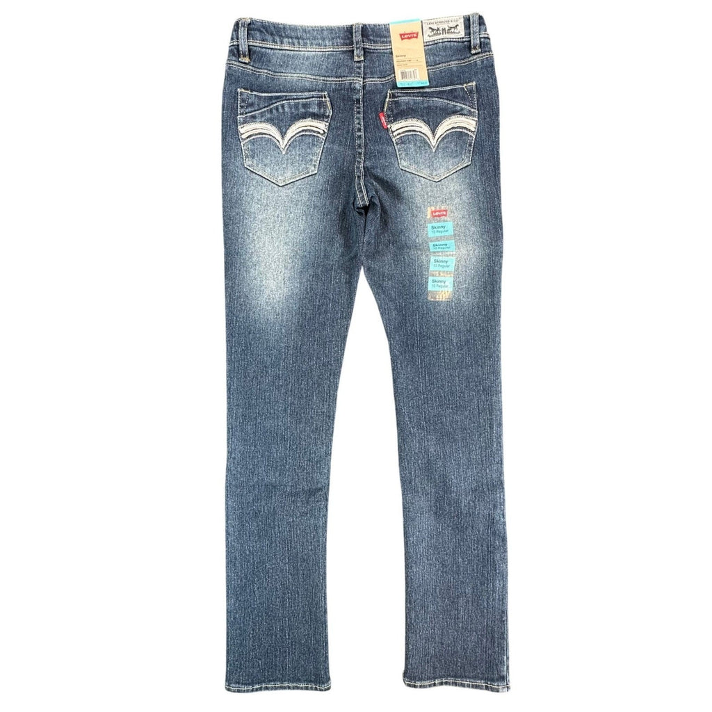Levi's Skinny Jeans Girls 10 Blue Denim Stretch Adjustable Waist Ramie NWT