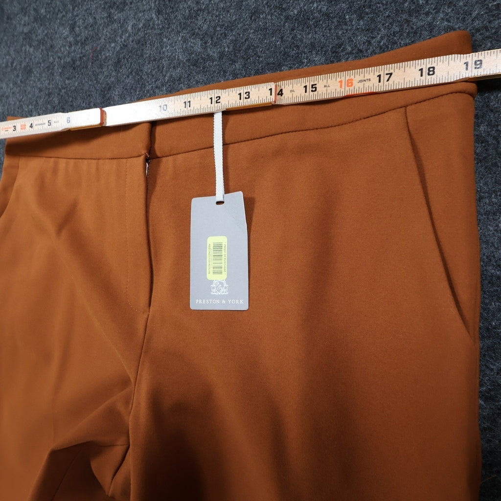 Preston & York Dress Pants Womens 14 Orange Rayon Blend Slim Ankle Career New