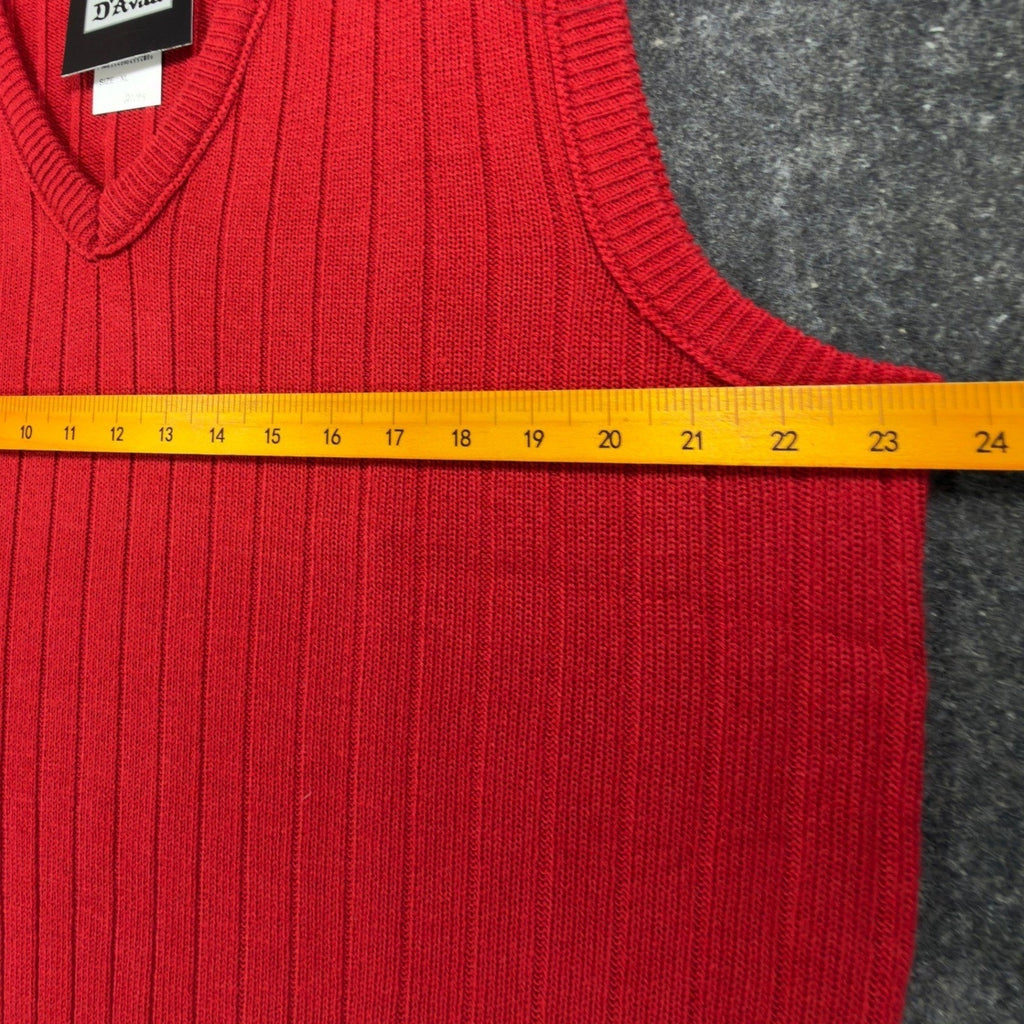 D'Avila Vintage Sweater Vest Mens XL Red Acrylic V-Neck Ribbed Knit NWT - take2supply